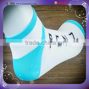 Hot Seller Cartoon Cotton Blue/white Socks Tight Ankle With Letter"PENZ" for Teenage thumbnail-1
