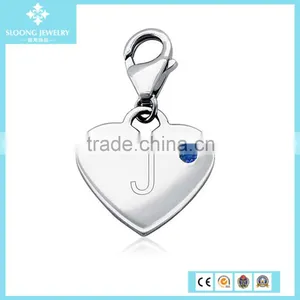 Sapphire Birthstone Heart Charm in Sterling Silver (September) thumbnail-3