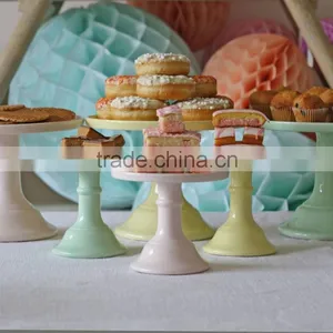 Milk Glass Cake Stand Plate Pastel Colours thumbnail-1