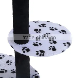 PawHut 60" Multilevel Cat Tree Condo - Beige/Brown Dots thumbnail-5