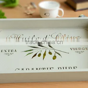 Handmade White Color Engraved Wooden Tray,wooden Plate thumbnail-2