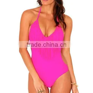 2017 Wholesale Fashion One -piece Swimwear With Tassels thumbnail-3