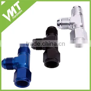 6AN Tee Fitting With Female Swivel on the Run Blue or Black or Silver thumbnail-1