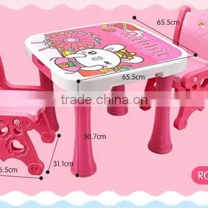 Popular Design Children's Plastic Furniture Kids Adjustable Study Writing Table and Chairs Set thumbnail-2