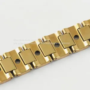 Ladies Gold Stainless Steel Caremic Smart Charm Bracelet thumbnail-1