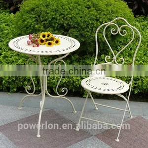 Lovely Stylish Wrought Iron Patio Set Outdoor Furniture 2 Chairs 60cm Round thumbnail-1