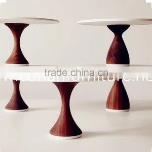 Corian &wood Made Round Coffee Table Side Table thumbnail-1