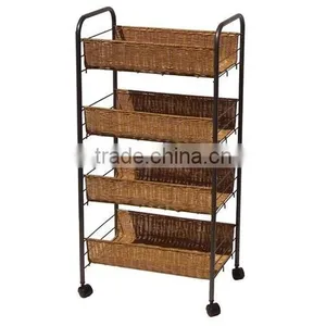Natural Wicker Kitchen Baskets Drawers With Wire Rack thumbnail-1