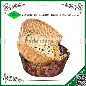 Handmade Round Comfort Natural Wicker Rattan Dog Bed thumbnail-1