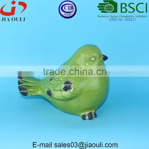 BSCI Audit Factory Easter Decoration Gift Craft Birds, Crakle Glazed Green Ceramic Bird thumbnail-3