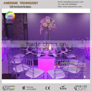Pink Acrylic Dining Table Base With Clear Top for Romantic Wedding thumbnail-5