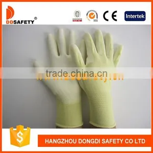 DDSAFETY Wholesale High Quality 13G Yellow Nylon PU Gloves thumbnail-1