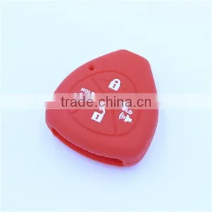 Triangle Shaped Silicone Car Key Shell With Led Light Hole. Fob Key Case for Toyota 4 Buttons thumbnail-1