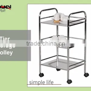 3 Tier Metal Movable Storage Kitchen Galley Medical Cart Office Trolley thumbnail-1