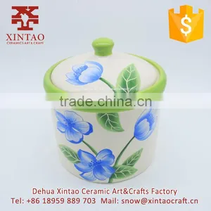 Gifts and Craft Ceramic Storage Containers Jars Canister Set White With Flower thumbnail-1