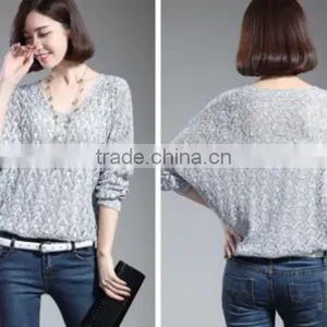Wool Knitted Sweater for Women,colorful Beaded Neck Pullover for Lady's Wear thumbnail-2
