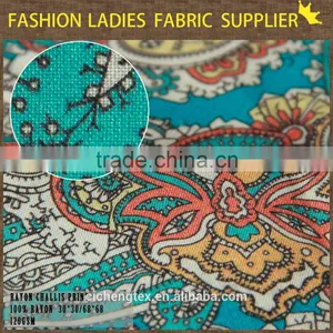 100% Printed Rayon Fabric Shaoxing Reactive Prints Fashion Woven Fabric for Lady Dress thumbnail-2