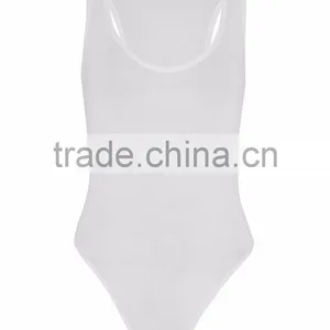 100 Cotton Customizable Plain White One Piece Scoop Neck Basic Racer Back Bodysuit thumbnail-6