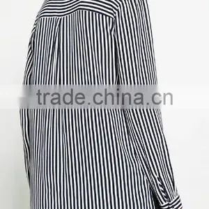 Runwaylover EY2352B 2017 Ladies Fashion Deep V-Neck Stripe Blouse thumbnail-4