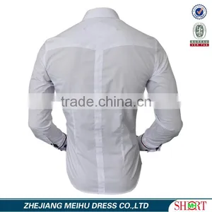 2017 Men's White Dress Formal Shirts With Contrast Color on Collar and Cuff thumbnail-3
