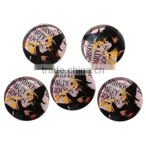 Glass Dome Seals Cabochons Round Flatback Multicolor Halloween Witch Pattern Transparent 20mm Dia thumbnail-1