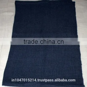 Hand Woven Organic Linen Dark Blue Waffle Towel thumbnail-2