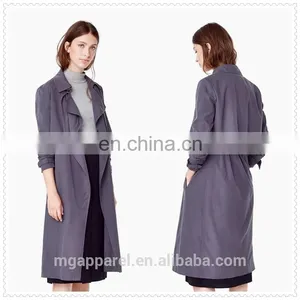Wholesale OEM Winter Clothes Long Sleeve Coat Modal-blend Women Long Trench Coat thumbnail-1