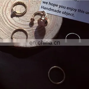 5PCS/Set Fashion Jewelry Special Pink Stone Rings For Women Knuckle Joint Ring Set thumbnail-2