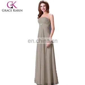 Grace Karin Sexy Strapless Sequined Backless Elegant Chiffon Grey Evening Dresses Long CL3133-2 thumbnail-1