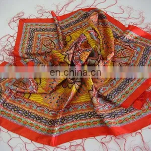 Silk Printed Scarf With Fringes thumbnail-1
