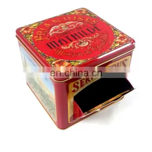 FDA Food Grade Custom Design Biscuit Tin; Crackers Square Metal Tin Boxes With Door thumbnail-1