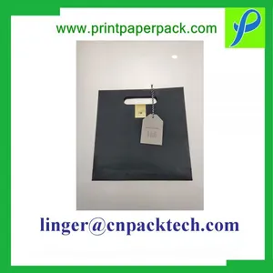 Black Custom Printing Pouch Paper Bag With Spot UV and Hanger Tag thumbnail-3