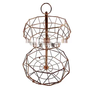 High Quality Wire With Coating 3 Tier Metal Fruit Basket Detachable Kitchen Storage Baskets thumbnail-5