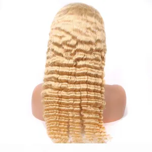 Wholesale 130density 18inch 613 Lace Front Wig Deep Wave 13*4 Brazilian Human Hair thumbnail-1