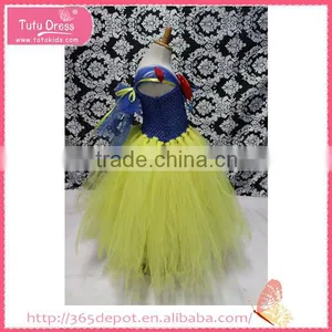 New Style Bright Yellow Ribbon Prom Dress Fluffy Voile Girl's Dress Children Frocks Designs thumbnail-2