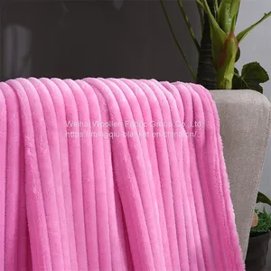 Super Soft 100%Polyester Solid Coral Fleece, Flannel Fleece Microfiber Throw Blanket thumbnail-3