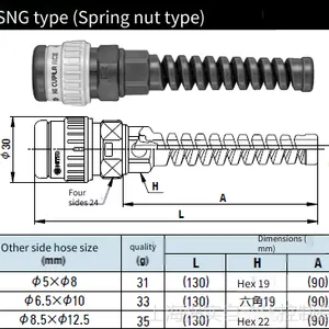 Spring-type Nut Joint Ha-85sng, Imported Japanese Nitto Quick Connector thumbnail-3