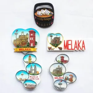 Wholesale Price Yiwu Market Personalized Malaysia Melaka Tourist Souvenirs Promotion Items Custom 3D Poly Resin Polyresin Fridge Magnet Factory thumbnail-1