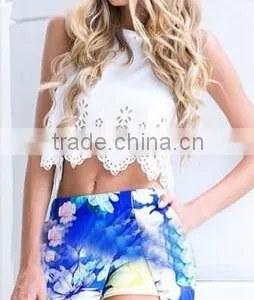 Instyles Wholesale Ladies Summer Sleeveless White Sexy Crop Tops Short T-shirt Rivet Round Neck Blouse ZT003652 b Clothing thumbnail-1