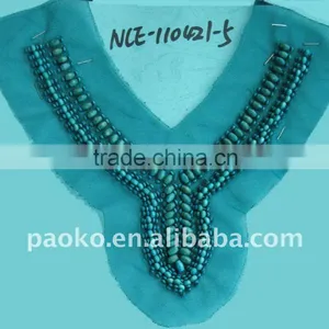 Fashion Style Handmade Neckline Bead Sew on Patch Beaded Applique thumbnail-1