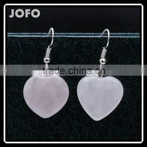 2016 New Factory Direct Natural Stone Rose Quartz Drop Earrings SMJ0154 thumbnail-1