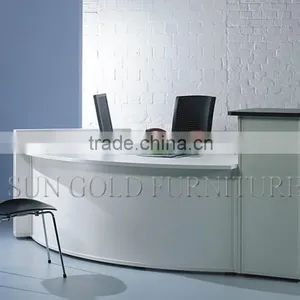Modern Chinese Factory Wholesale and High Quality Curved Stainless Steel and Wood Office Table,Office Reception Desk (SZ-RT042) thumbnail-5