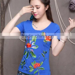 Embroidery Logo Wholesale Plain t Shirts Cheap T-shirts Women thumbnail-1