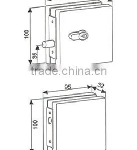 Glass Door Glass Door Lock for Single Frameless Glass Door Lock Patch Fitting DL-024 thumbnail-2
