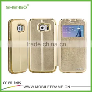 Leather Case/CZ Stone Frame With Leather Case For Samsung S6 thumbnail-4