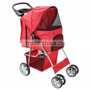 Folding 4 Wheel Travel Pet Carrier Strollers thumbnail-1