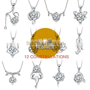 12 Constellations 925 Sterling Silver Pendant Jewelry Cubic Zircon Pendant thumbnail-2