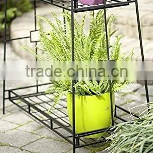 Plant Stand With Contemporary Tray Design and 2-Tier, Black thumbnail-5