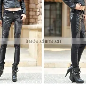 Sexy Women's Jeans Leather Detail Skinny Stretch Fashion Casual Pants Denim thumbnail-3