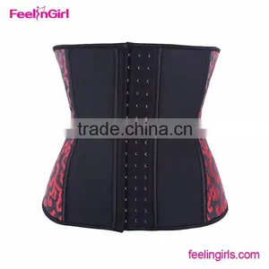 Black 9 Steel Boned Trimming Shaper Latex Waist Corset thumbnail-3